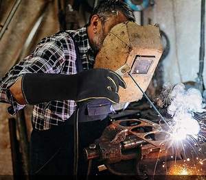 New Style Safety Most Popular Long Cuff Cowhide <b>Split</b> Leather Work Gardening Heavy Duty Welding Gloves - Product Image 6