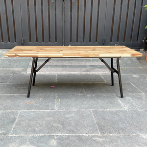 ARGON 25mm Thick Acacia <b>Wood</b> Folding <b>Bench</b> Solid Garden and Park <b>Bench</b> with Modern Industrial Design-GBD010 - Product Image 5