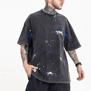 เสื้อยืดผู้ชายแขนสั้นแนวสตรีทเสื้อยืดวินเทจผ้าคอตตอนซัก100% - Product Image 3