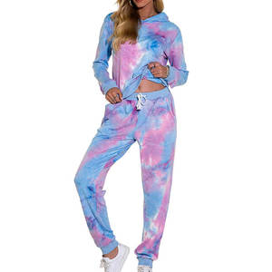 Women <b>Tie</b> <b>Dye</b> Track Suit Custom Sweatpants & Hoodie <b>Set</b> Women 2 Piece Jogging Suits Sweat Suit Blank Tracksuit for Women - Product Image 4