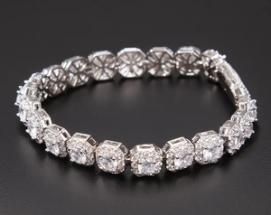 สร้อยข้อมือเพชรมออิสซาไนต์ทรงกลมสีขาวสร้อยข้อมือ925เงินแท้ปรับแต่งได้ - Product Image 1