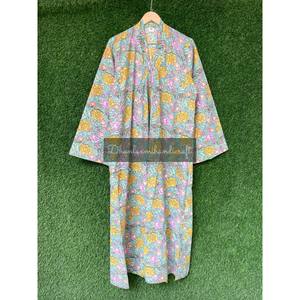 Vestido de verano de algodón con estampado de bloques florales para mujer, hecho a mano, largo, cuello en V, informal, bohemio, estilo Hippie, playa, uso diario, también sostenible - Product Image 2