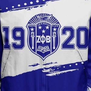 Veste en satin pour femmes Zeta Phi Beta, vêtements grecs, ZPB bleu et blanc, sororité, broderie du bouclier de 1920, look universitaire premium, nylon - Product Image 4