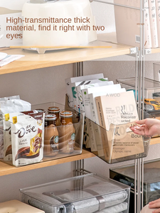 Boîte de rangement de bureau transparente en PET, vente chaude, pour livres, cosmétiques, collations, aliments, boissons, couvercle en plastique, boîte de finition de <span class=keywords><strong>cuisine</strong></span> - Product Image 5