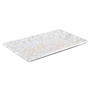Plateau de service rectangulaire en nacre blanche polie fait main, nouvelle arrivée, décoration d'intérieur par Gani Craft Impex - Product Image 1