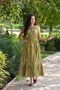 ชุดเดรสโบโฮทำจากผ้าฝ้ายสไตล์อินเดียสำหรับผู้หญิงชุดปาร์ตี้ฮันนีมูนระบายอากาศได้ดีมีสไตล์สำหรับงานปาร์ตี้ฤดูร้อน - Product Image 4