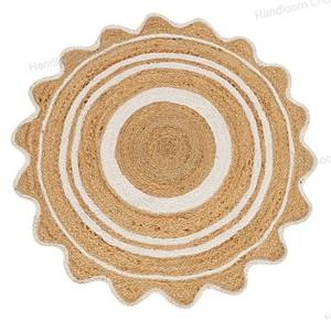 Alfombra Redonda Tejida de Algodón y Yute para Sala de Estar, Dormitorio, Área de Sofá, Tapete Trenzado Hecho a Mano, Decoración del Hogar, Cubierta para Piso - Product Image 4