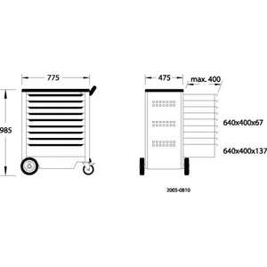Chariot à outils Gedore à 9 tiroirs 985x875x606mm, armoires à outils - Product Image 5