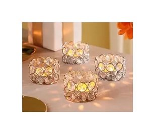Best Quality <b>Gold</b> Plated Metal Crystal <b>Tea</b> <b>Light</b> <b>Holder</b> Set Four-piece for Dining Table Elegant Home Decorative <b>Tea</b> <b>Lights</b> - Product Image 1