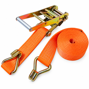 Sangle d'arrimage à cliquet professionnelle de 75 mm, 8000 kg, polyester haute ténacité avec crochets métalliques pour la sécurisation des charges lourdes - Product Image 1