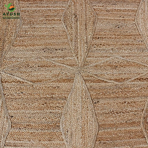 Tapis rustique commercial fait main en jute et coton écologique, rembourré et lavable pour chambre et salon - Product Image 5