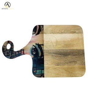 Bloc à découper en bambou durable et écologique Planche à fromage incrustation d'os pour la cuisine à pizza Ustensiles de cuisine uniques - Product Image 1