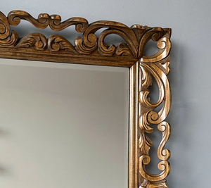 Grand miroir vintage à cadre en bois sculpté avec verre biseauté Miroir de vente à chaud Décor de luxe Miroir vertical en verre antique - Product Image 4