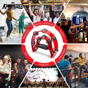 Instruments <span class=keywords><strong>de</strong></span> percussion - Tambourins à jingles métalliques à double rangée <span class=keywords><strong>de</strong></span> 8 pouces (20 cm) - <span class=keywords><strong>Instrument</strong></span> <span class=keywords><strong>de</strong></span> <span class=keywords><strong>musique</strong></span> à percussion manuelle - Product Image 4