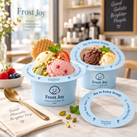 Emballage personnalisé AT PACK pour coupes à glace avec logo pour les boutiques de gelato, les cafés, les desserts à emporter, l'image de marque, emballage alimentaire haut de gamme