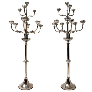 Candelabros decorativos festivos y de fiesta Color dorado chapado brillante 10 brazos Juego de 2 vajilla de Metal decoración candelabro soporte - Product Image 1