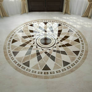 Handmade <b>Marble</b> Floor Medallion with Inlay Work Precision Waterjet Design for Luxury Interior Flooring Decor - Product Image 1