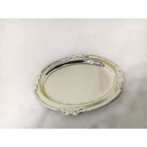 Plateau en métal chocolat pour la décoration et les articles de fête Plateau de service de marchandises de mariage avec plateau de service en argent et de couleur antique attrayant - Product Image 3