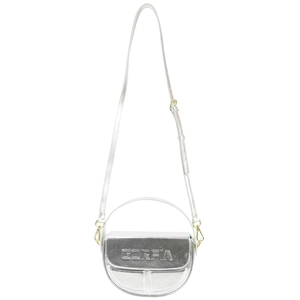 Fashion Women's Metallic Silver Semi Circle <b>Mini</b> Handbag with Adjustable Shoulder Strap Design Perfect for Evening Party Styling - Product Image 2