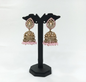 Pendientes de campana de gota de agua de moda superior Vintage estilo Kundan indio tradicional aleación chapada en oro conjunto de pendientes de boda para mujer - Product Image 3
