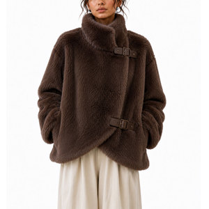 Manteau d'hiver pour femme, épais et chaud, en coton et polyester, fourrure, manches longues, boutons sur le devant, coupe décontractée, vêtement d'extérieur pour tous les jours - Product Image 1