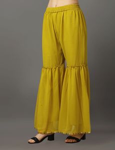 Femme Georgette Jaune Couleur Kurti avec Sharara - Product Image 2