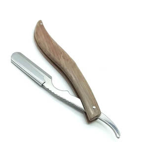 Maquinilla de afeitar de acero inoxidable de un solo Borde de alta calidad con mango de madera lista para enviar características hoja de afeitar de seguridad - Product Image 5