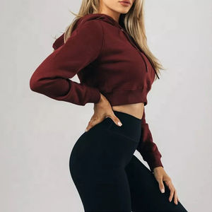 Nouveau design – Sweat à capuche court en polaire pour femme, durable et décontracté, en polyester et coton, grandes tailles - Product Image 2