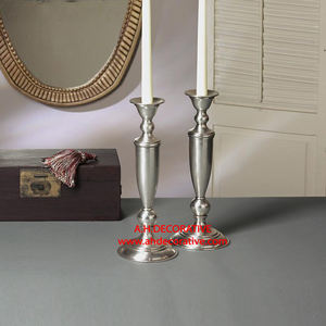 Chaud brillant argent plaqué aluminium bougeoir ensemble élégant à la main T lumière bougeoir luxe noël église décoration - Product Image 1