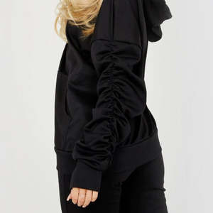 Ensemble de survêtement sport deux pièces pour femme, coupe évasée, avec sweat à capuche zippé et pantalon, effet délavé à l'acide - Product Image 6