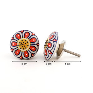 SHUBHAM Bouton de tiroir en céramique peint à la main Poignée de tirage d'armoire ronde florale colorée pour commode et armoire de meubles vintage - Product Image 4