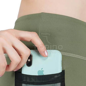 กางเกงเลกกิ้งเล่นโยคะเอวกลางของผู้หญิงพร้อมฝาปิดแบบยืดหยุ่นกางเกงรัดก้นแบบแข็ง - Product Image 4