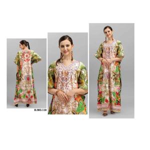 Indian Pakistani Trendy And Designer Comfortable Polyester Crepe <b>Women</b> Pakistani <b>Kaftan</b> Heavy Design Beachwear Collection - Product Image 4