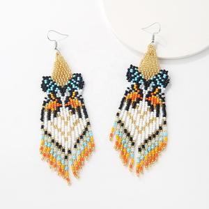 Venta caliente joyería de moda verano hecho a mano semilla cuenta mariposa borla pendientes Boho Animal cuentas pendientes - Product Image 1