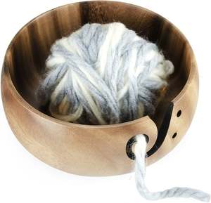 Cuenco de madera de acacia natural al por mayor con orificios para hilo, tamaño personalizado, ecológico, a la moda, herramienta de tejido a mano de alta calidad - Product Image 3