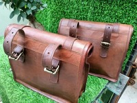 ENSEMBLE de sac de vélo de moto de selle de rouleau vintage en cuir