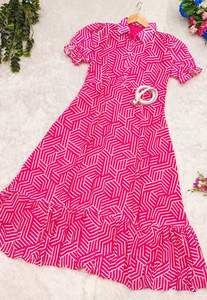 Bollywood Luxe Designer Georgette Maxi Elegante estampado geométrico Flowy Indo-Western Fashion con dobladillo con volantes - Product Image 4