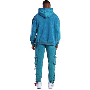 Nouveau élégant hommes fermeture éclair survêtement lavage à l'acide Logo personnalisé vêtements de rue blanc tissu lourd 450GSM 100% coton polaire pour hommes - Product Image 2