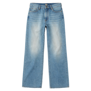 Pantalones vaqueros de mujer de tiro bajo, pierna ancha, estilo boyfriend, lavados, de ajuste holgado, estampados, con contraste de color, estilo urbano, de mezclilla, para verano, informales, OEM ODM - Product Image 4