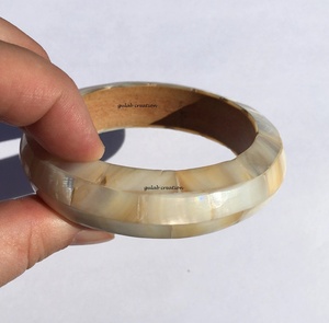 Mother of Pearl Mosaic and Wood Bangle Handcrafted Natural Shell Inlay <b>Bracelet</b> for <b>Womens</b> Boho, Ethnic, and Fashion Jewelry - Product Image 4