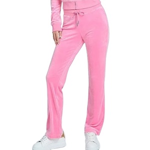 Ensemble jogging deux pièces en velours rose pour femme : crop top et pantalon de survêtement 2026 - Product Image 3