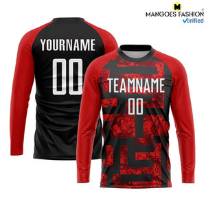 Maillot de football personnalisé par sublimation, ensemble short rouge, blanc et noir, impressions nom et numéro, tenue de sport d'équipe, séchage rapide - Product Image 3