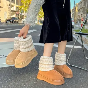 Bottes de neige de luxe pour femme, chaudes, imperméables, antidérapantes, avec doublure en cuir véritable et semelle intérieure en fourrure/EVA, pour l'automne - Product Image 5