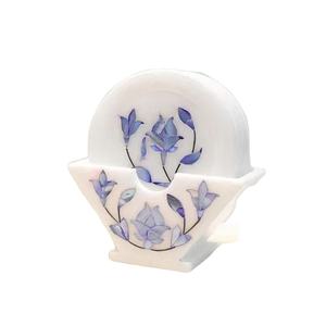 Round Handcrafted White Marble Coaster Sets with Seashell Stone Marble Pattern Coasters <b>Absorbent</b> Stone Coaster - Product Image 1