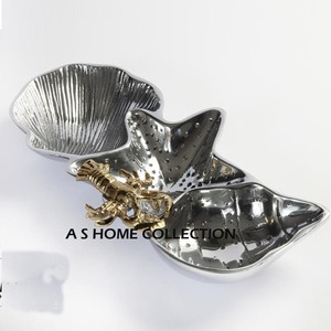 Bol de service décoratif couleur argent en aluminium durable avec motif feuille pour la maison, l'hôtel, la restauration et les fêtes - Product Image 2