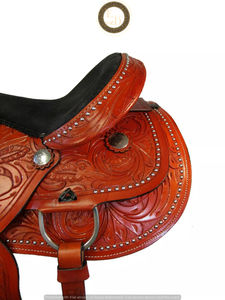 Selle de course de baril en cuir véritable de qualité supérieure Western DD fabriquée à la main légère et confortable Rodeo Performance Riding Show High - Product Image 4