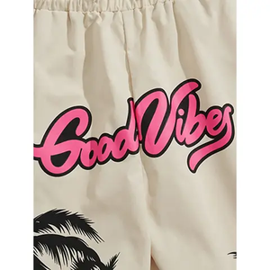 Summer Eco-Friendly Men's High-Waist Fitness Beach Shorts Qui Dry Cotton Heavyweight Washed Embroidered Pockets High Visibility - Product Image 3