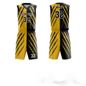 Uniforme de basket-ball personnalisé tendance en gros, ambiance rétro, ventilation supplémentaire, antibactérien, unisexe, couleurs et logo personnalisés - Product Image 1