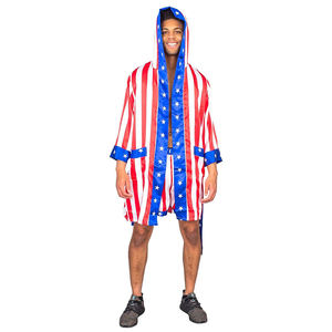 American Star-Stripe Robe Ropa Lucha libre-Bata de boxeo con capucha Bata de boxeo para hombres y mujeres Satén personalizado - Product Image 3