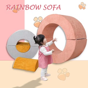 Sala de juegos Dormitorio Salas de estar Funcional Convertible Espuma y Cojín de piso Regalo Forma de arco iris Niño Seccional DIY Sofá - Product Image 2